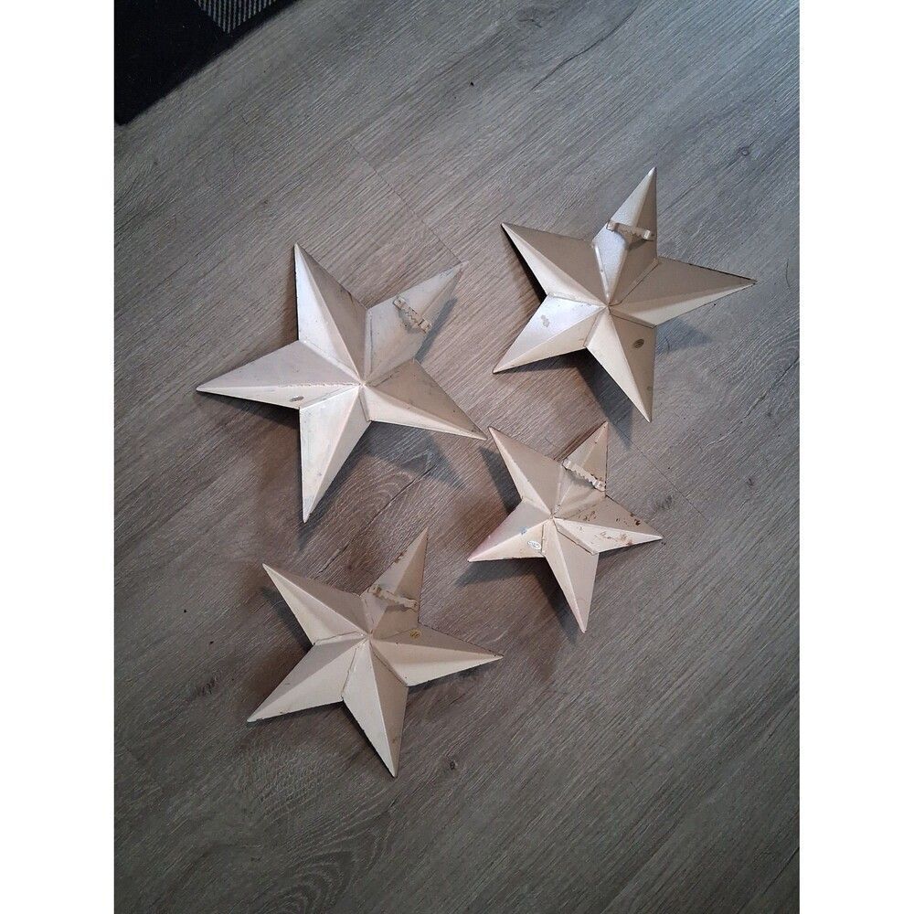 Set of 4 Metal Stars America Flag Americana Red White Blue - Picture 3 of 8